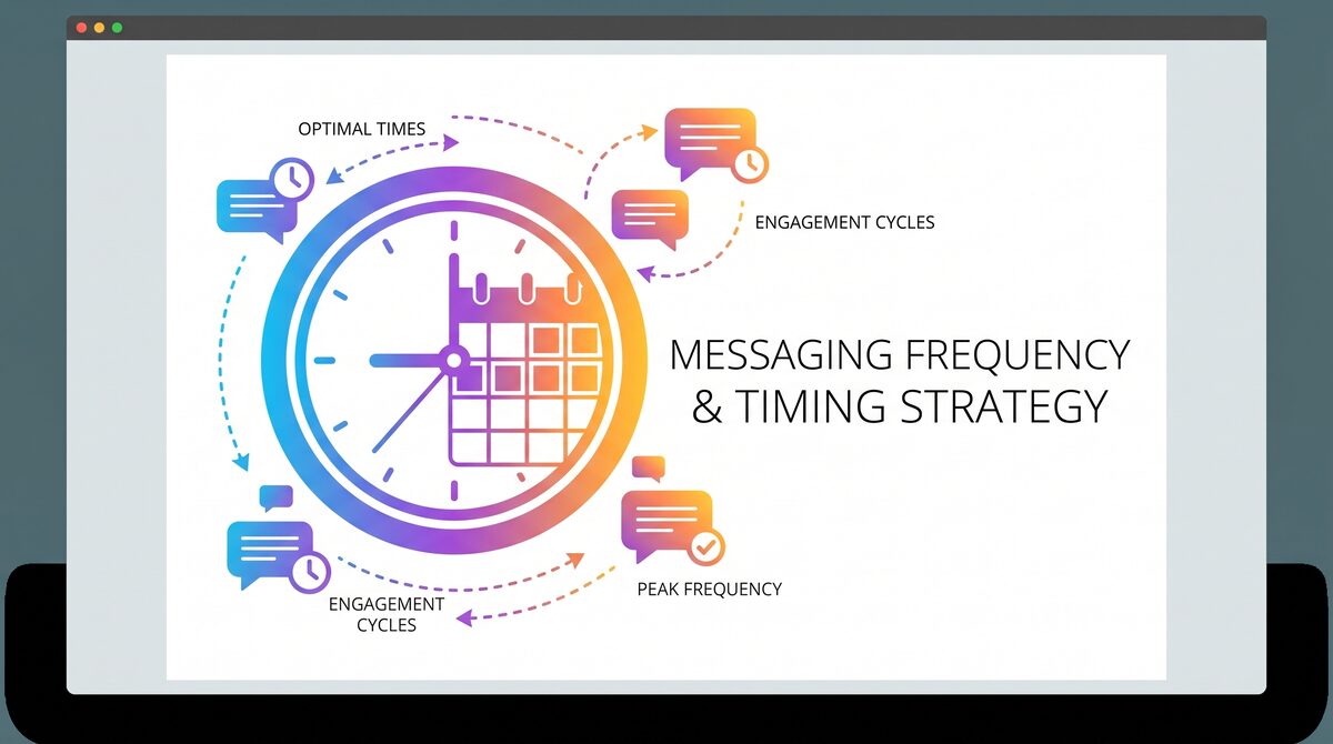Clock and calendar visual representing messaging frequency and timing strategy