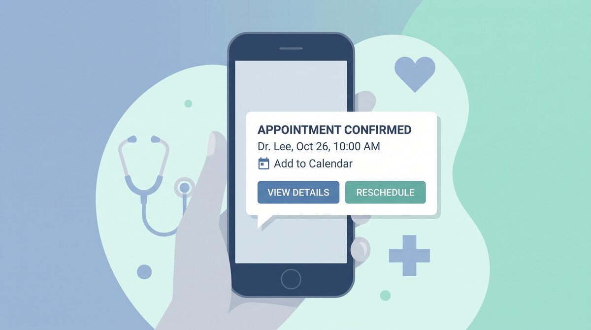 Phone showing healthcare appointment confirmation via RCS