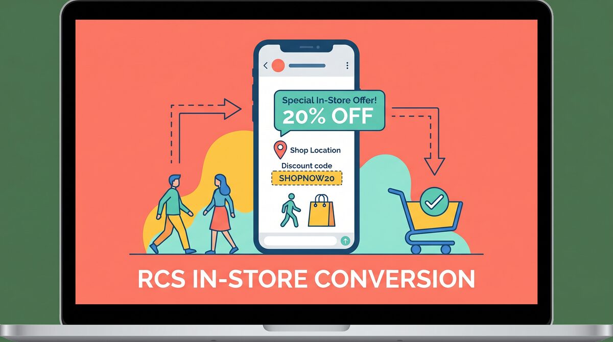 Phone showing RCS in-store offer with map pin