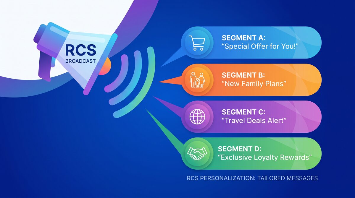 Megaphone broadcasting personalized messages to segmented audiences