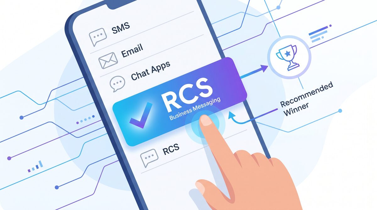 Channel strategy diagram showing when to use RCS vs Email vs Push