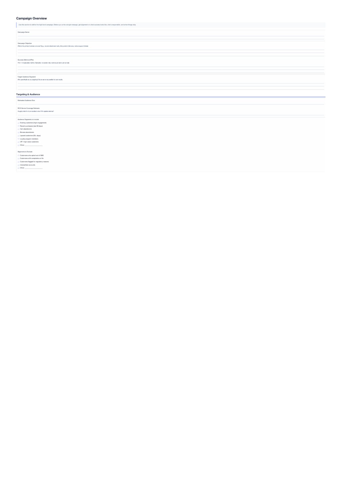 Campaign planning template preview